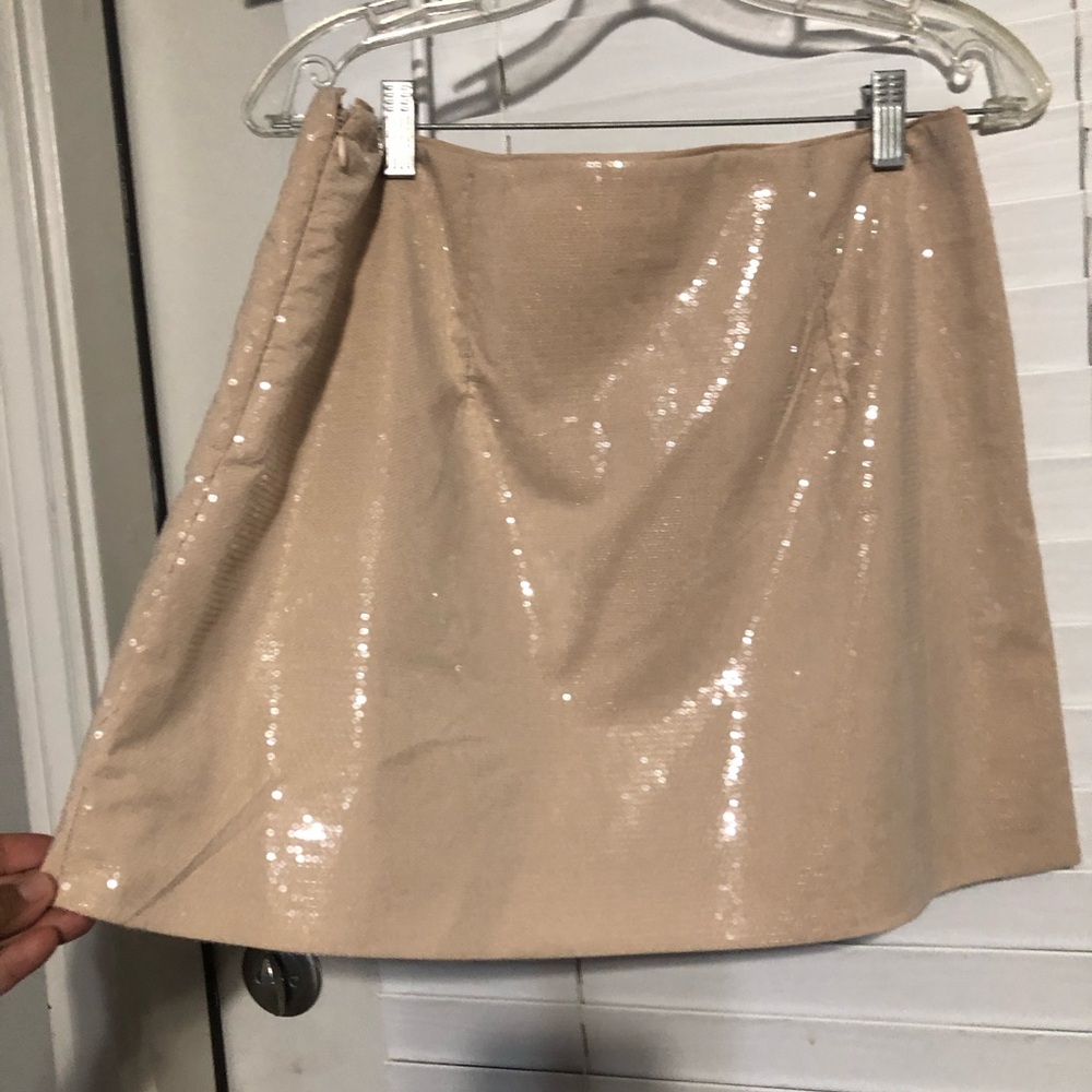 A New Day N.W.T. Elegant Sequin Beige Light Tan Blazer & Skirt Set. Light Tan - Picture 5 of 8